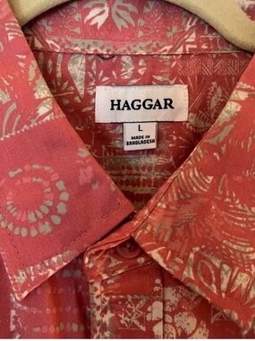 Haggar Coral Patterned Short-Sleeve Button-Down Shirt